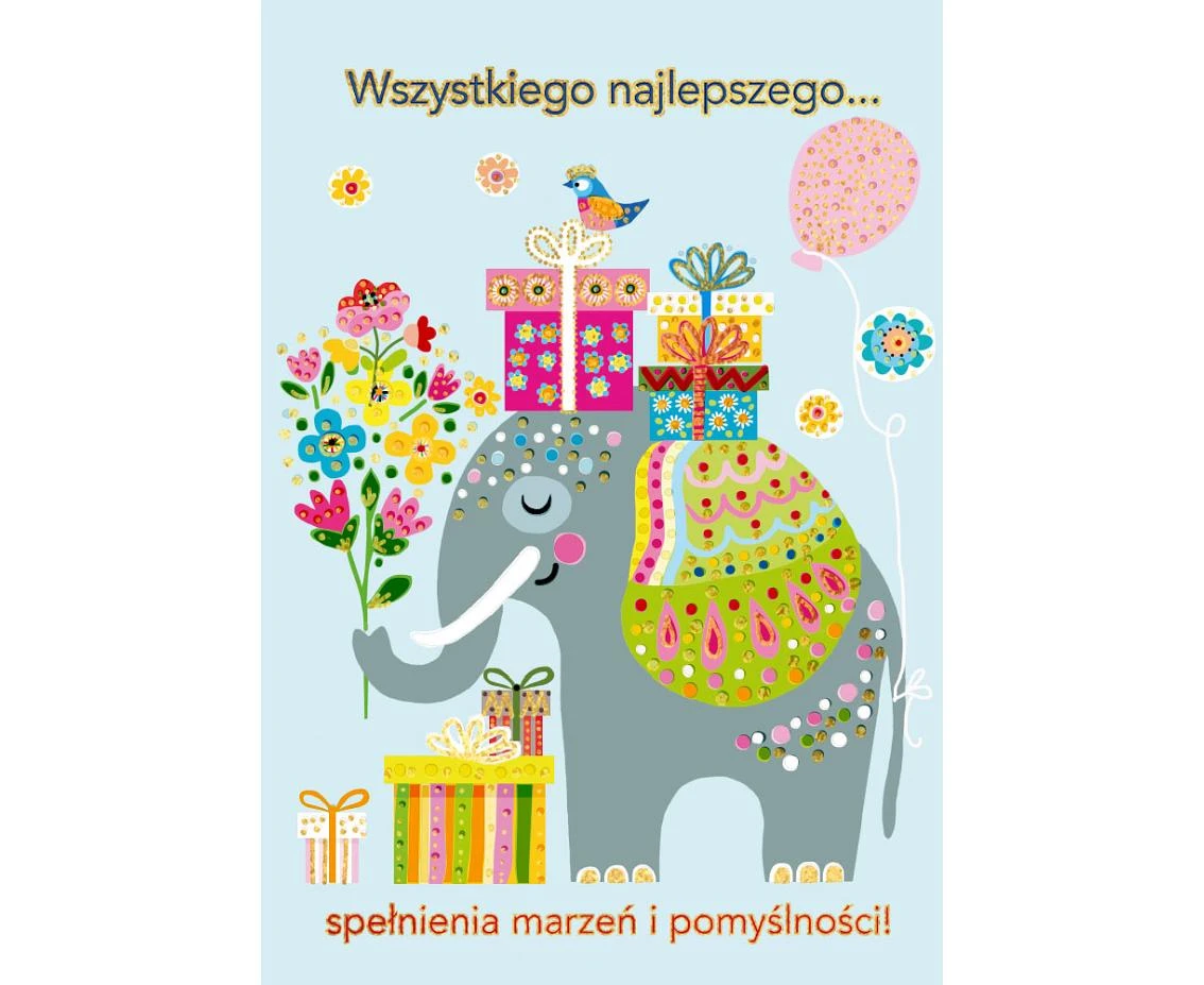 Greeting card CARD B6 ELEPHANT WITH GIFTS, 1 pc.